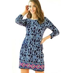 New w/Tag Lilly Pulitzer Blue Hollee High Tide Lucky Bamboo Dress Medium